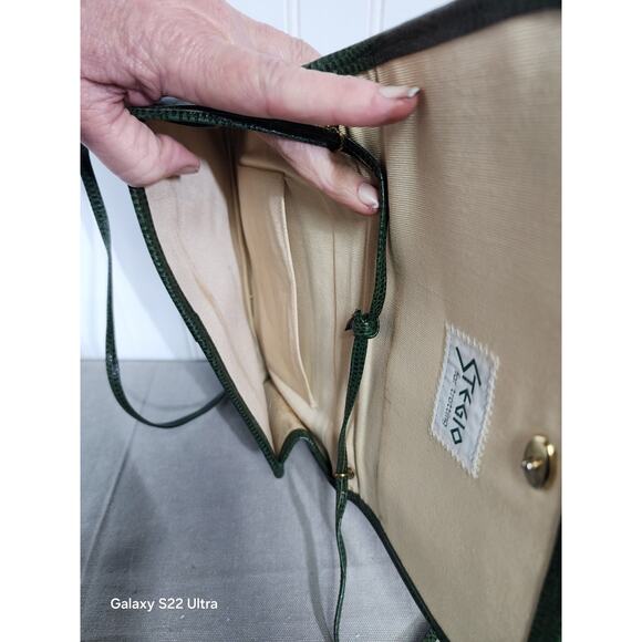 Stegio For Trotting Green Patchwork Crossbody Bag Leather Vintage Y2K 90s - Picture 7 of 8